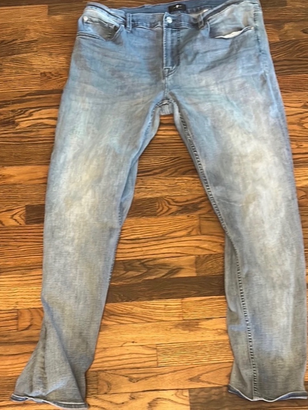7 For All Mankind Men's Slim Straight Light Blue Washed Jeans